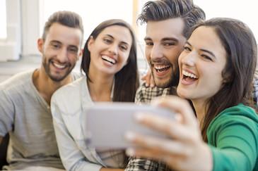 group of friends taking a selfie